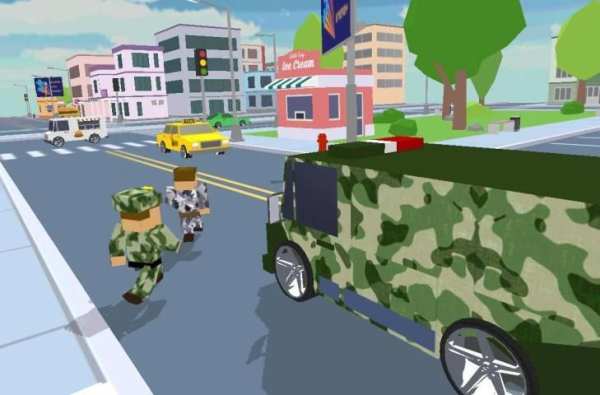 Blocky Army City Rush Racer скриншот 3