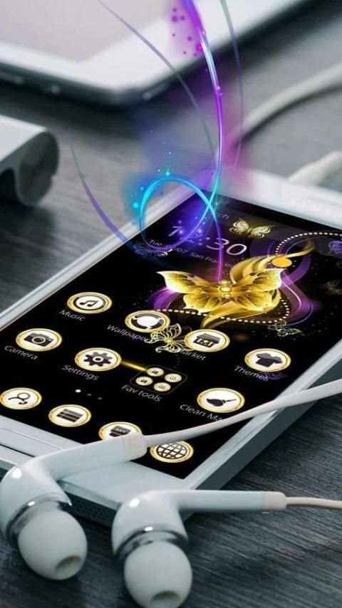Golden Butterfly theme lock screen White jade screenshot 1