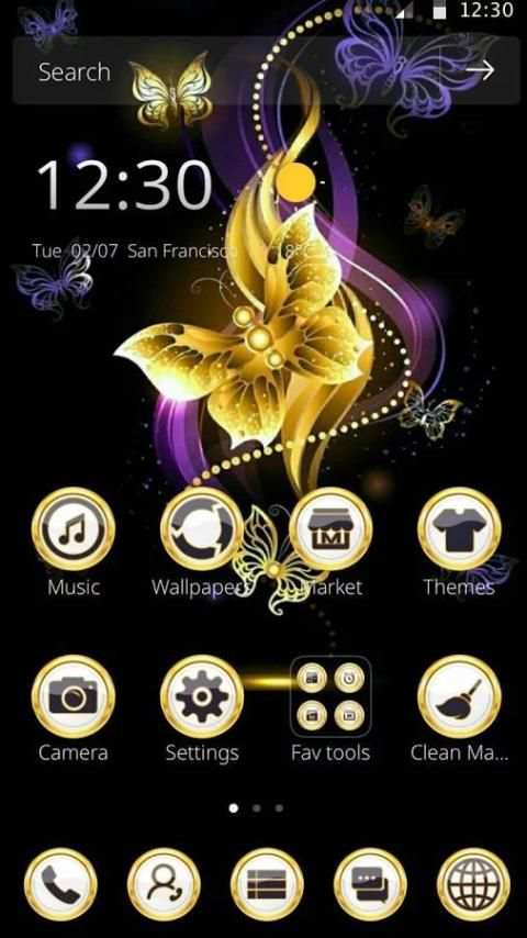 Golden Butterfly theme lock screen White jade screenshot 2