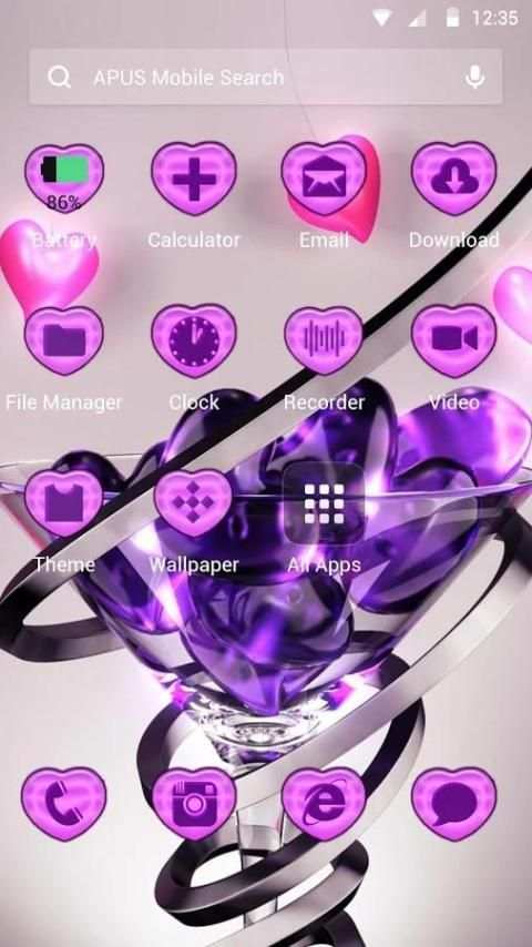 Purple Crystal heart theme screenshot 2