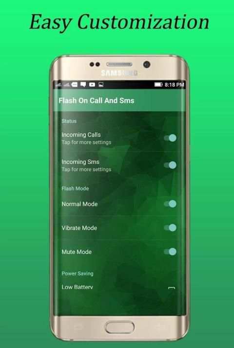 Flash Blinking on Call and SMS 1 تصوير الشاشة