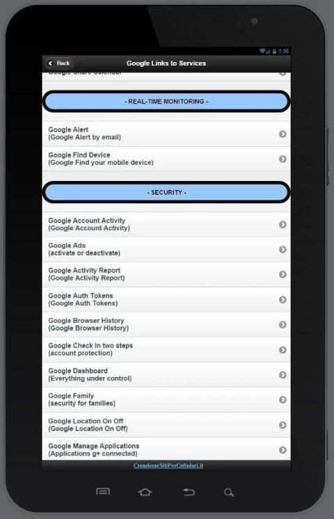 Links to © Google Services screenshot 1