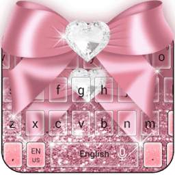 Rose Gold Diamond Bow Pink Glitter Keyboard
