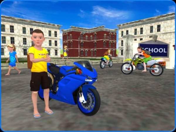 Kids School Highway Traffic Bike Racing screenshot 1