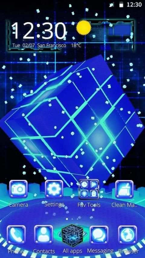 3D Sparkle Neon Cube Theme 3 تصوير الشاشة