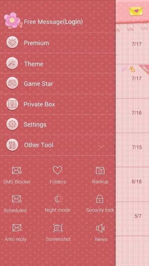 GO SMS PRO PINKMOOD THEME 3 تصوير الشاشة