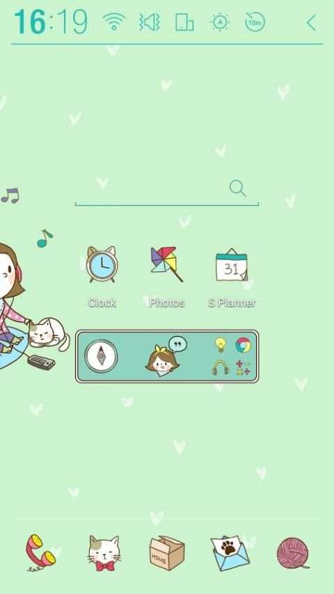 Girl n cat Green Atom Theme screenshot 4