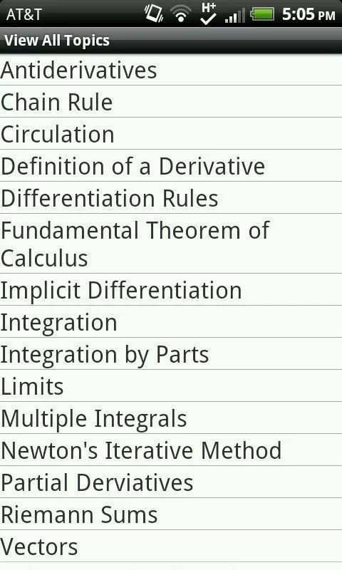 Calculus Reference Tool Lite स्क्रीनशॉट 1