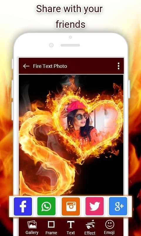Fire Text Photo Frame स्क्रीनशॉट 1