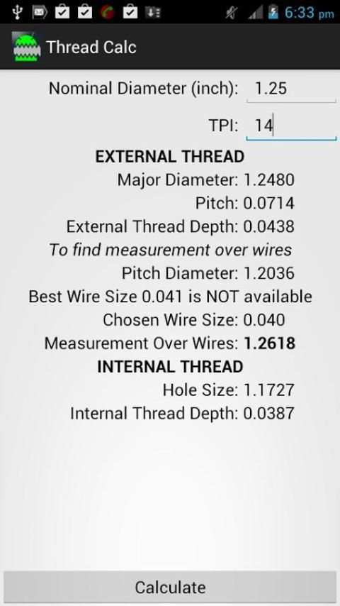 Thread Calculator screenshot 2