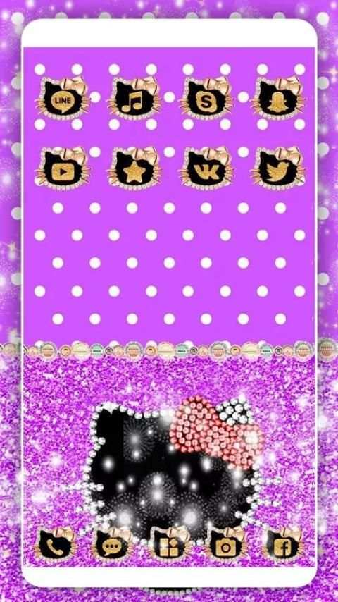 Purple Kitty Diamond Bowknot Theme screenshot 2