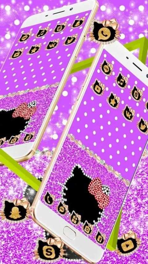 Purple Kitty Diamond Bowknot Theme screenshot 1