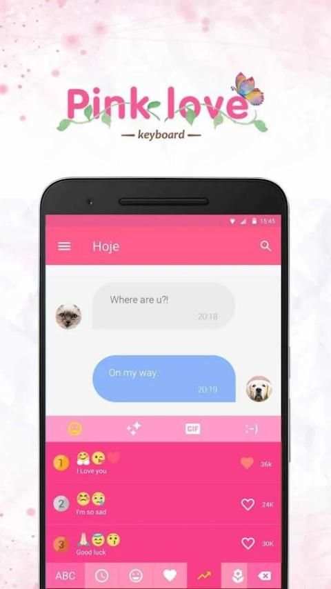 Pink Love Emoji Keyboard Theme screenshot 3