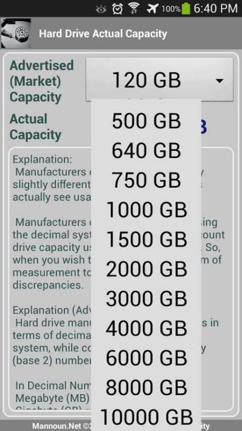 Hard Drive - Actual Capacity स्क्रीनशॉट 2