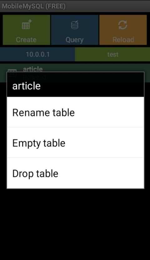 Mobile MySQL Manager (Free) स्क्रीनशॉट 4