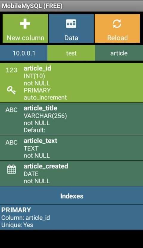 Mobile MySQL Manager (Free) screenshot 3
