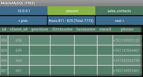 Mobile MySQL Manager (Free) screenshot 1