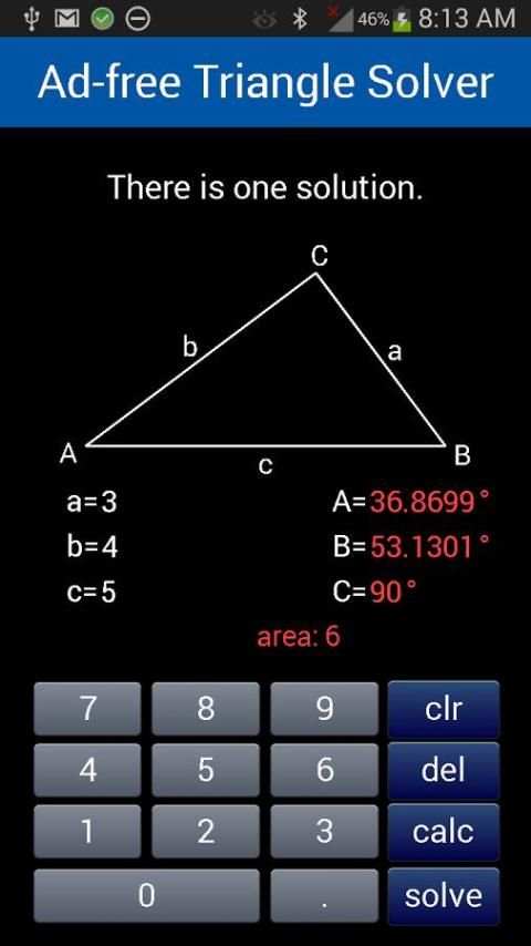 Ad-free Triangle Solver скриншот 4