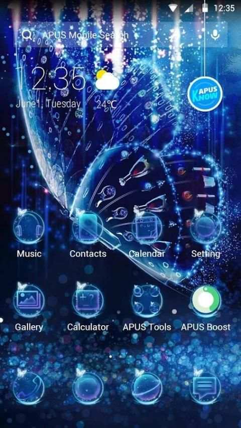 Blue Butterfly-APUS Launcher theme 3 تصوير الشاشة