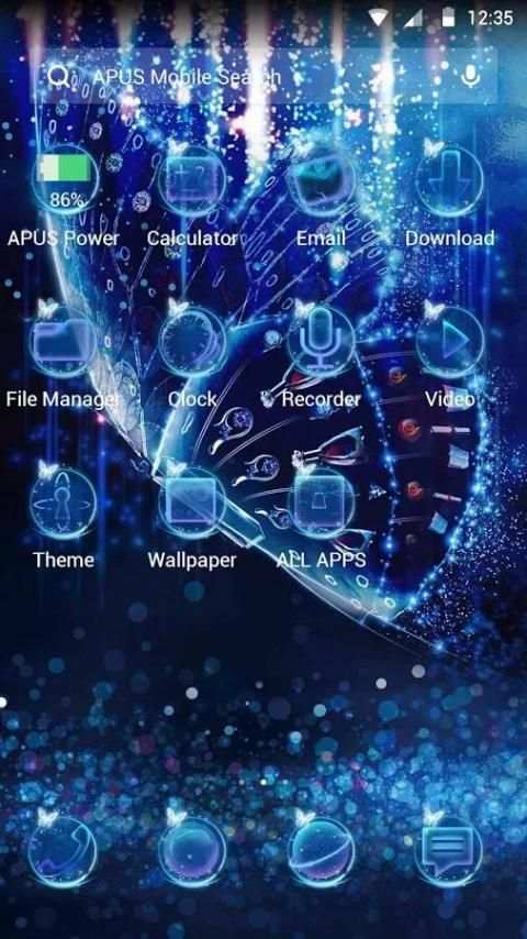 Blue Butterfly-APUS Launcher theme 2 تصوير الشاشة
