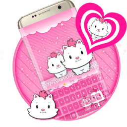 Милый розовый котенок иконка