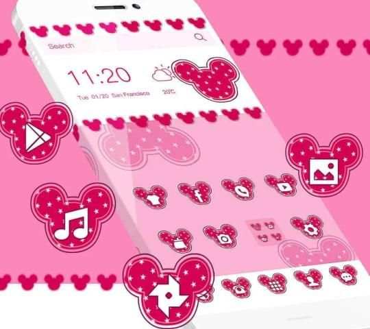 cute pink star Micky Mouse theme pretty wallpaper 2 تصوير الشاشة