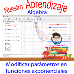 GeoGebra, modifica parámetros función exponencial иконка