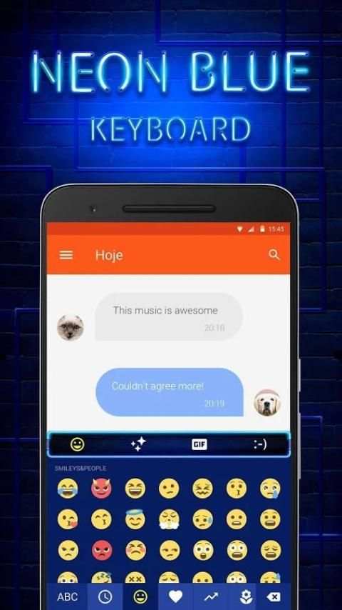 Neon Blue Keyboard Theme & Emoji Keyboard स्क्रीनशॉट 4
