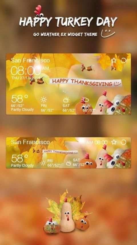 Happy Turkey Day GO Weather EX 1 تصوير الشاشة