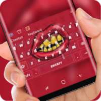 Gold Teeth Keyboard Red Lips Theme on 9Apps