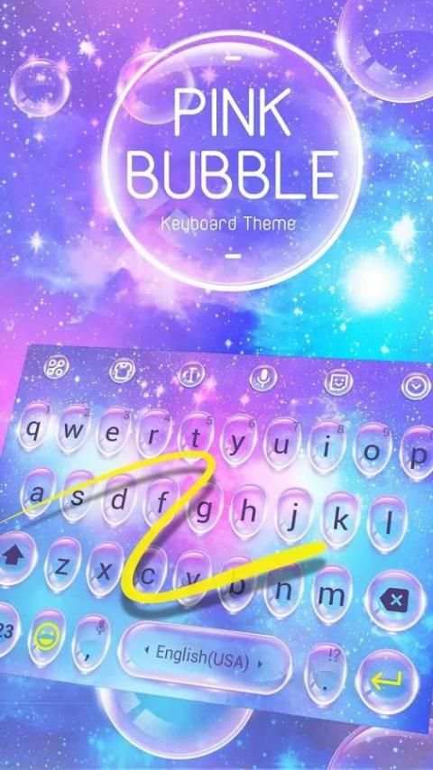 Pink Water Bubble Drop Keyboard Theme & Emoji 2 تصوير الشاشة