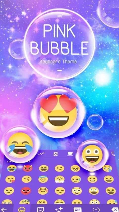 Pink Water Bubble Drop Keyboard Theme & Emoji 3 تصوير الشاشة