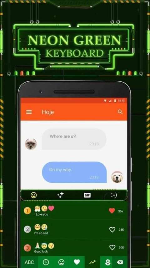 Neon Green Keyboard Theme & Emoji Keyboard स्क्रीनशॉट 2