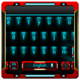 red robot keyboard blue neon иконка