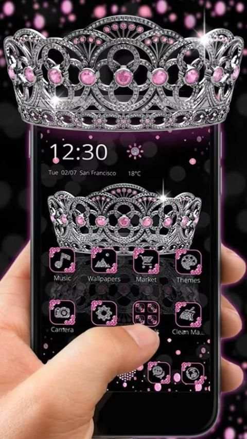 Sparkling Pink crown Theme 6 تصوير الشاشة