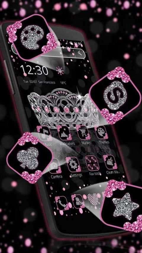 Sparkling Pink crown Theme 5 تصوير الشاشة