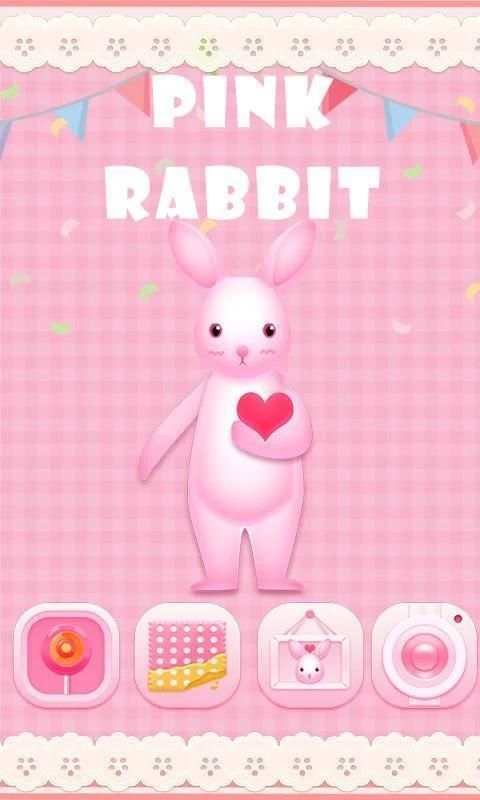 Pink Rabbit Go Launcher Theme 5 تصوير الشاشة