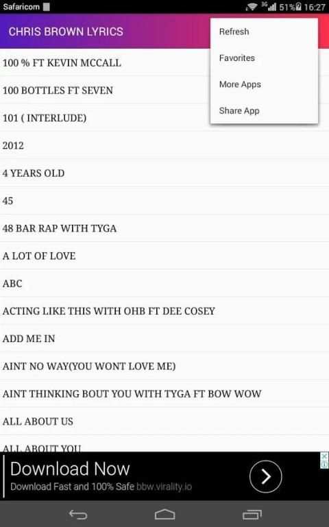 Chris Brown Lyrics screenshot 1