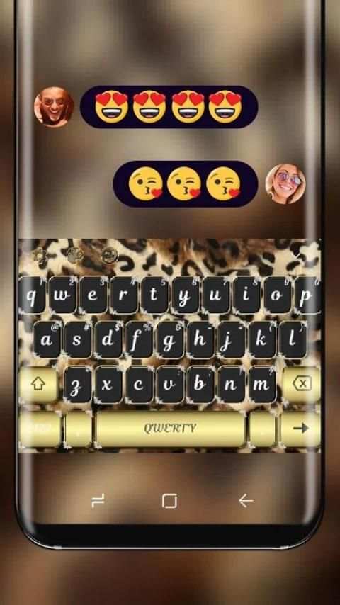 Leopard Pattern Keyboard Vintage Gold скриншот 3