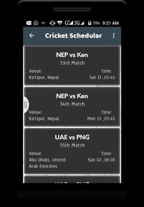 Live cricket schedule 2017 screenshot 3