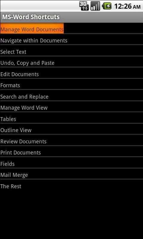 MS Word Shortcuts скриншот 3