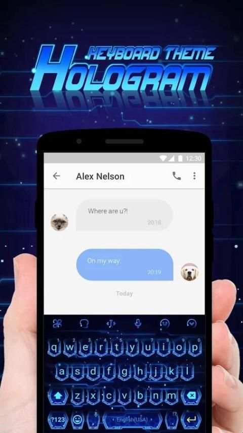 3D Hologram Neon Emoji Keyboard Theme screenshot 5