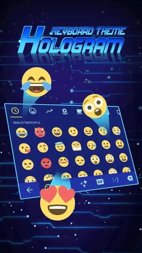 3D Hologram Neon Emoji Keyboard Theme screenshot 3