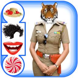 Women Police Dress Hat Sunglass Emoji Photo Suit
