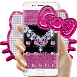 Pink Black Kitty Diamond Theme أيقونة