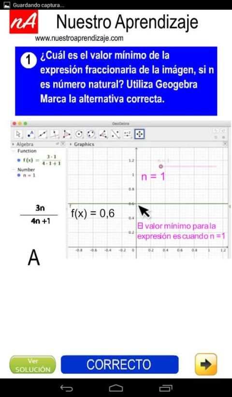 GeoGebra analizar expresión fraccionaria Naturales screenshot 2