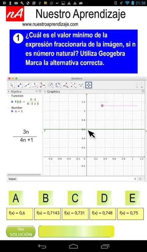 GeoGebra analizar expresión fraccionaria Naturales screenshot 4