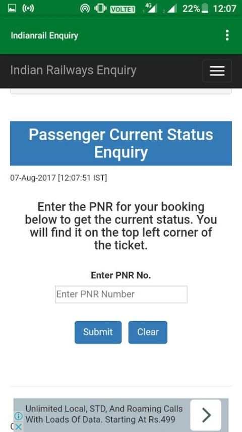 NTES Railwway app स्क्रीनशॉट 3