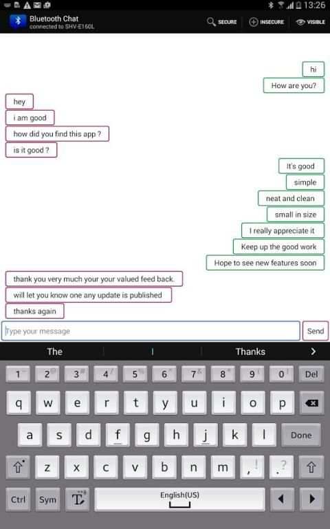 FreeBluetoothChat screenshot 1