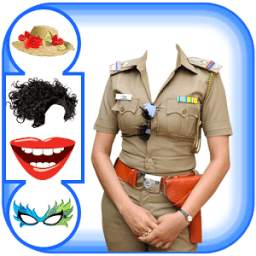 Women Police Dress Hat Sunglass Emoji Photo Suit